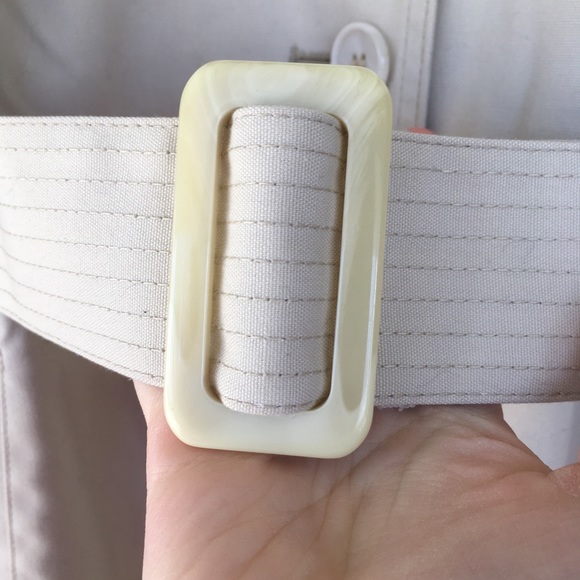 London Fog Cream Single Breasted Button Trench Coat Classic Basic Belt Vintage - Picture 4 of 6